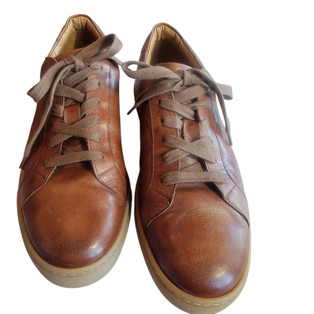 Ace Marks Leather Sneakers Handcrafted Italy Mens 9.5 Brown Excellent Luxury